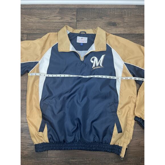 Vintage Milwaukee Brewers Windbreaker Mens XL MLB Baseball Team Jacket Logo Y2K - Picture 5 of 7